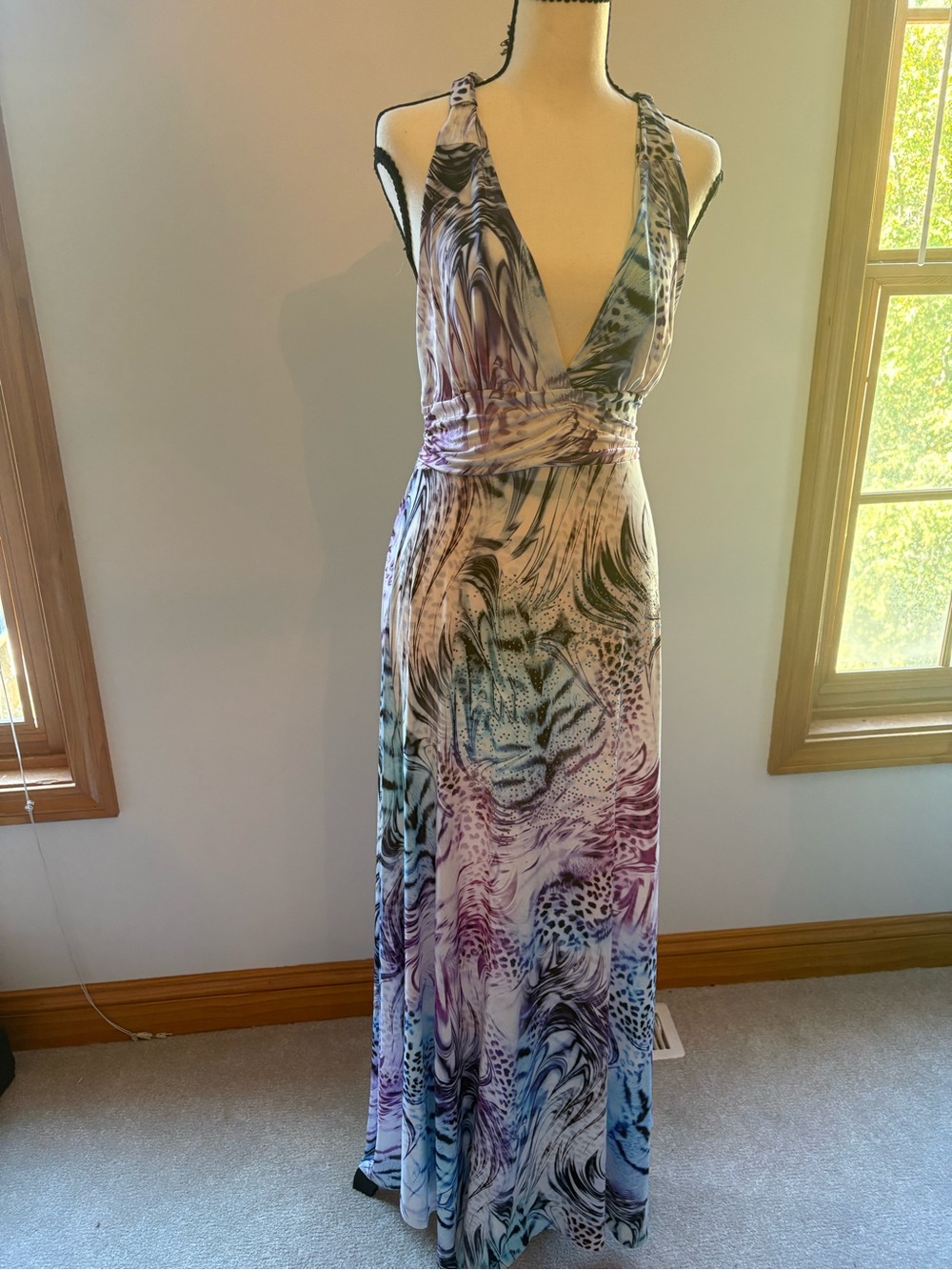 Women’s Multicolor Halter Maxi Dress